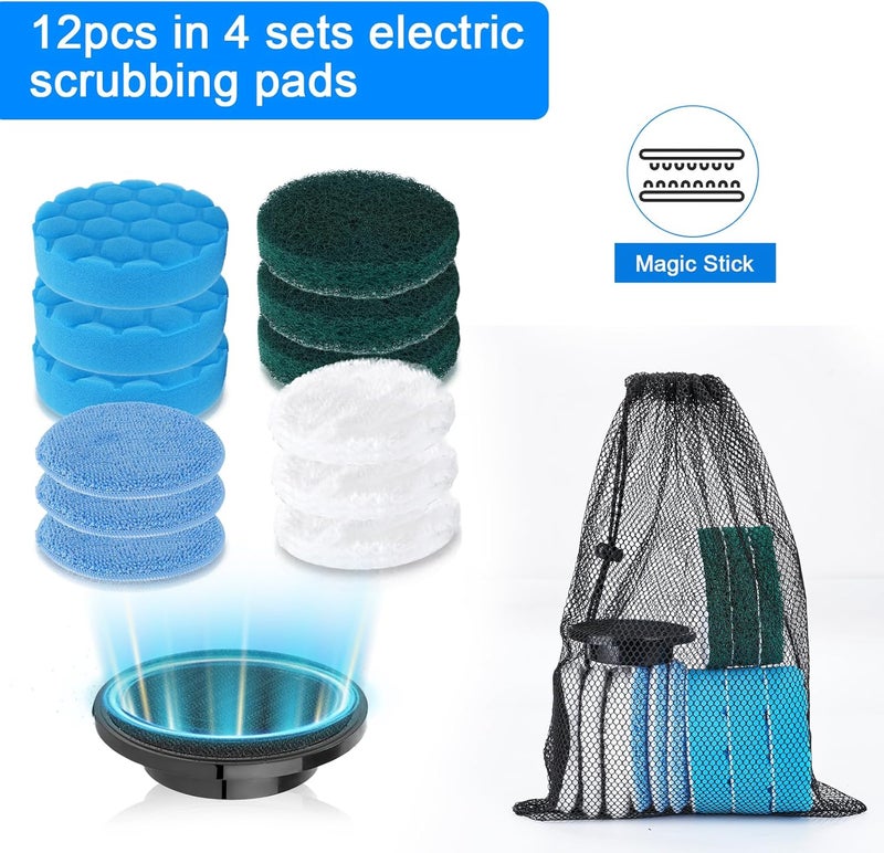 BCQDOL Electric Spin Scrubber Brush Heads Set, 12 Pack Replaceable Brush Heads for Cordless Power Scrubber, for Household Cleaning Brushes Kitchen Bathroom Floor Tile Car - Image 4